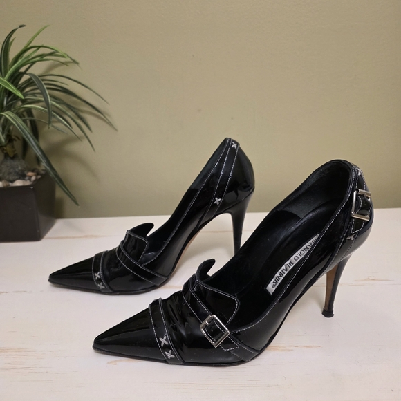 Manolo Blahnik Shoes - Manolo Blahnik | Black Patent Leather Pumps Sz 36 1/2